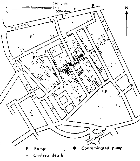 ジョン・スノウのコレラ地図(1854年)